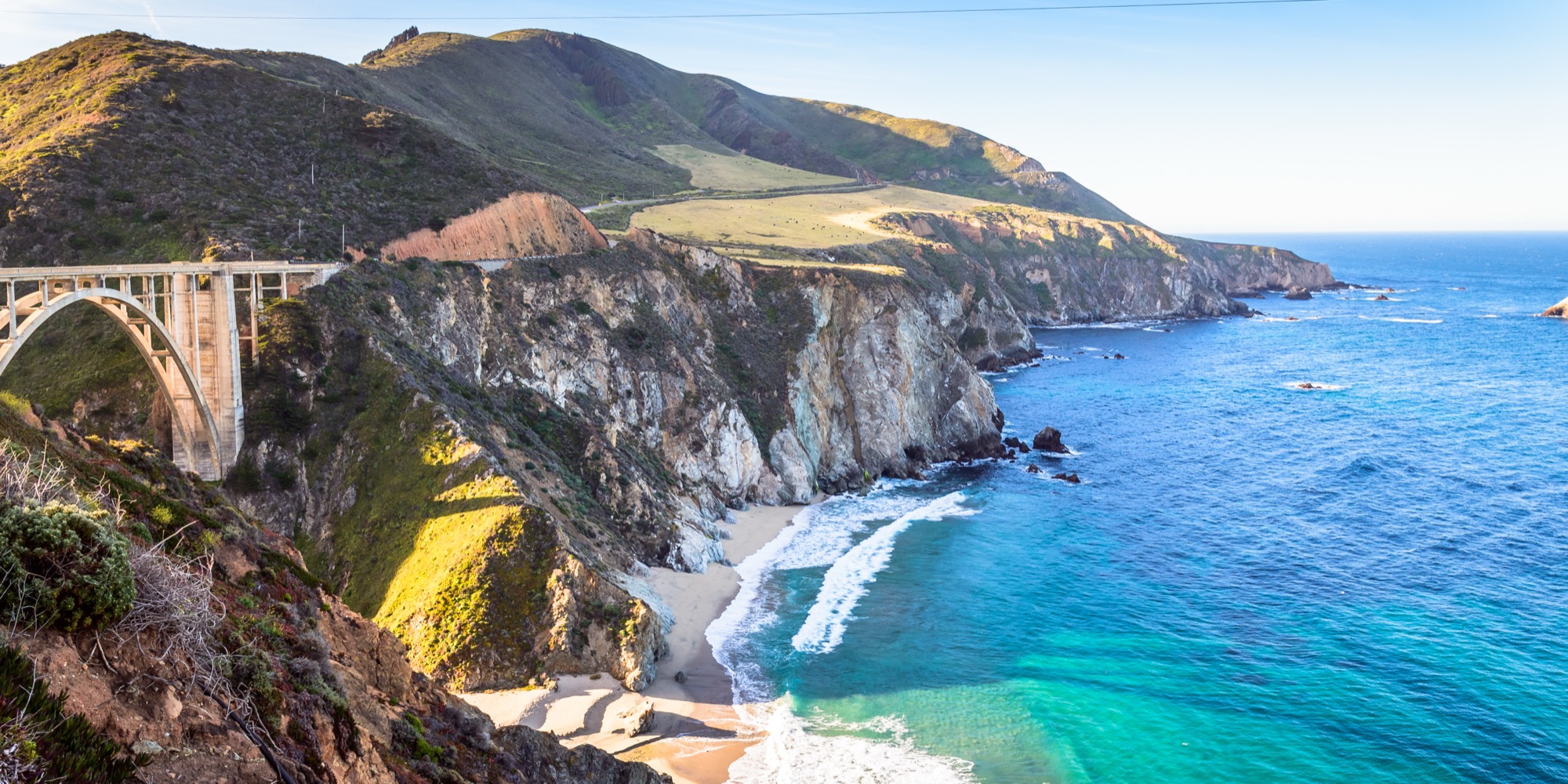 Bixby Creek Bridge and the rugged Big Sur coastline above the Pacific Ocean